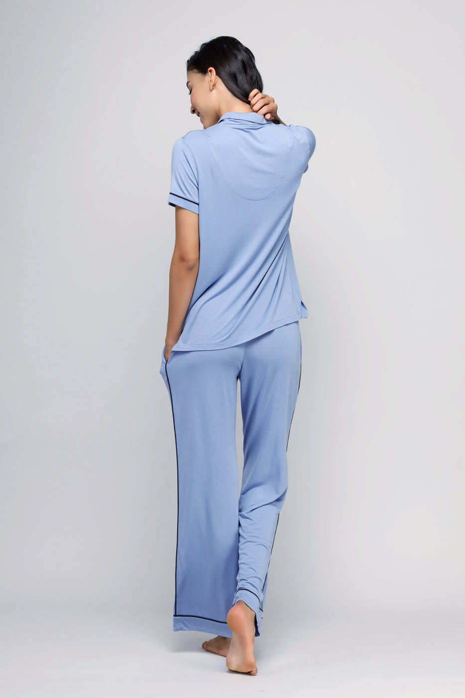 Classic Blue Flared Pajamas Set