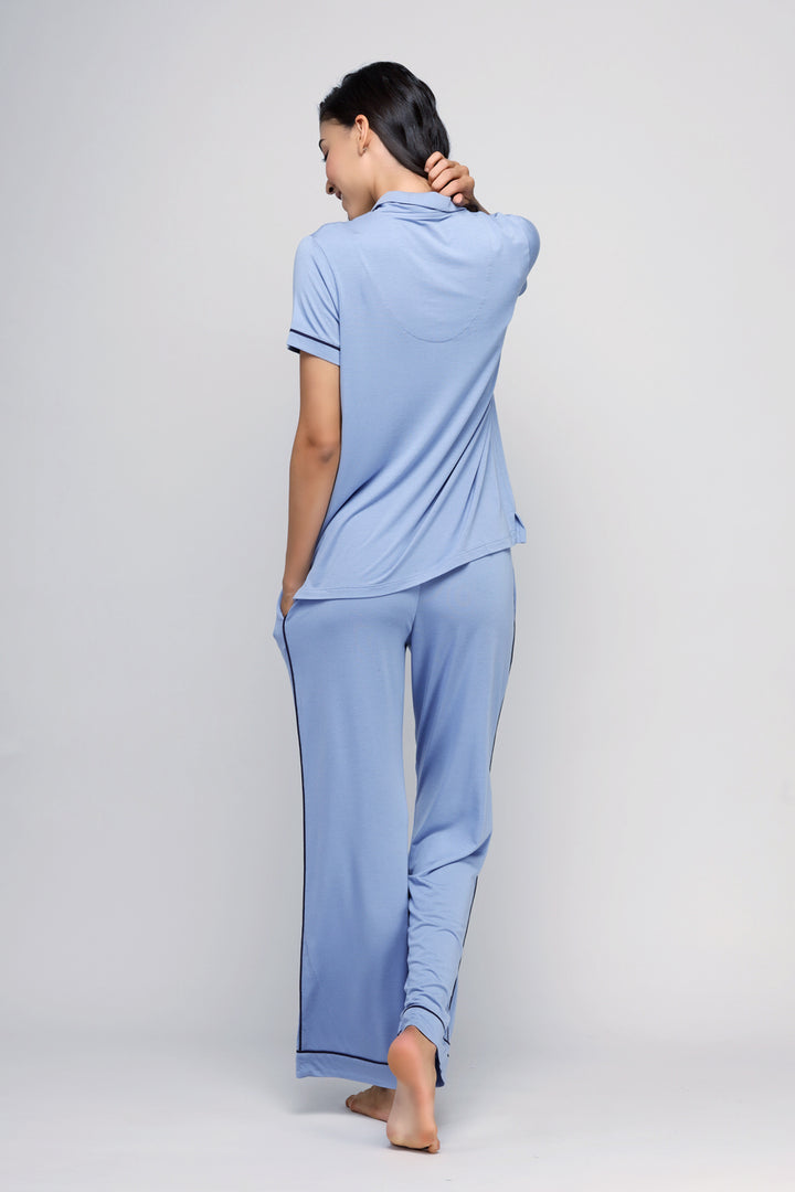 Classic Blue Flared Pajamas.