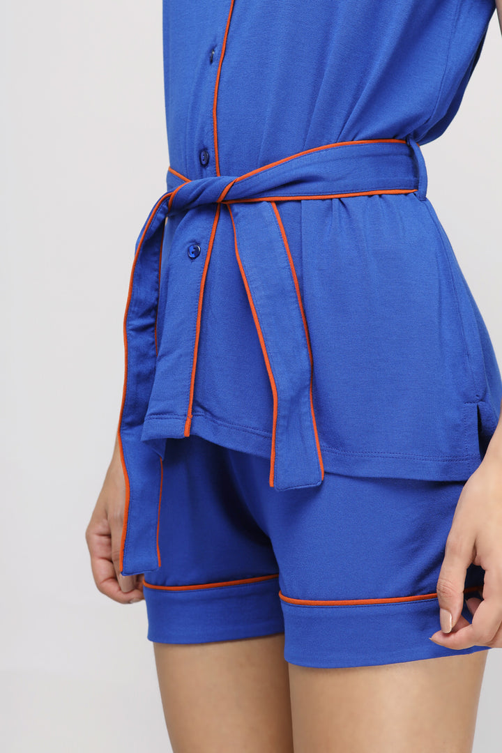 Perky Blue Shorts with stylish orange trim and comfortable fit.