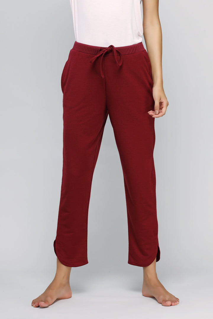 Energise Jogger Set in burgundy, perfect for active comfort and style.