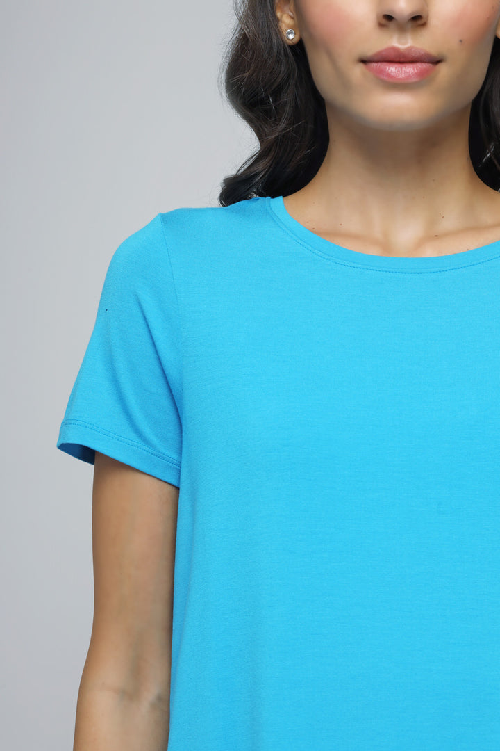 Effortless Blue Top showcasing vibrant blue fabric and casual style.