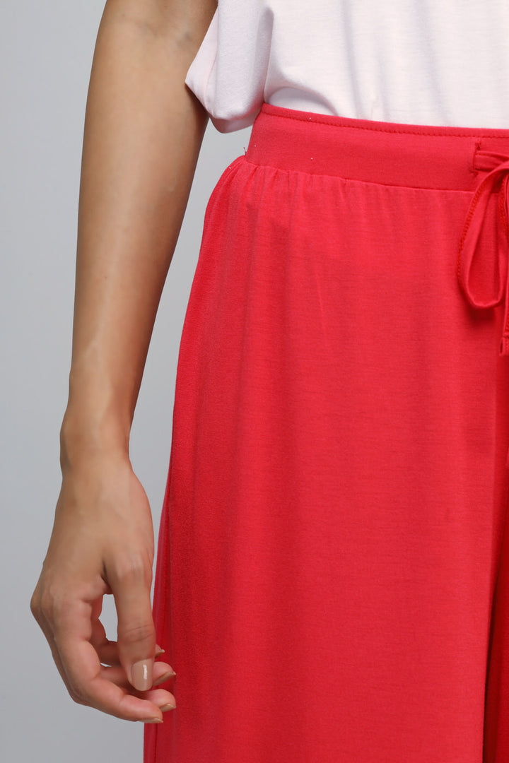 Love Red Culottes showcased with a stylish waistband detail.