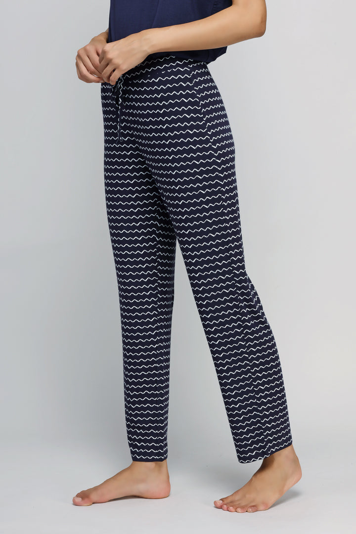 Dancing Frenzy Pajama Set featuring comfortable patterned pants for relaxed lounging.