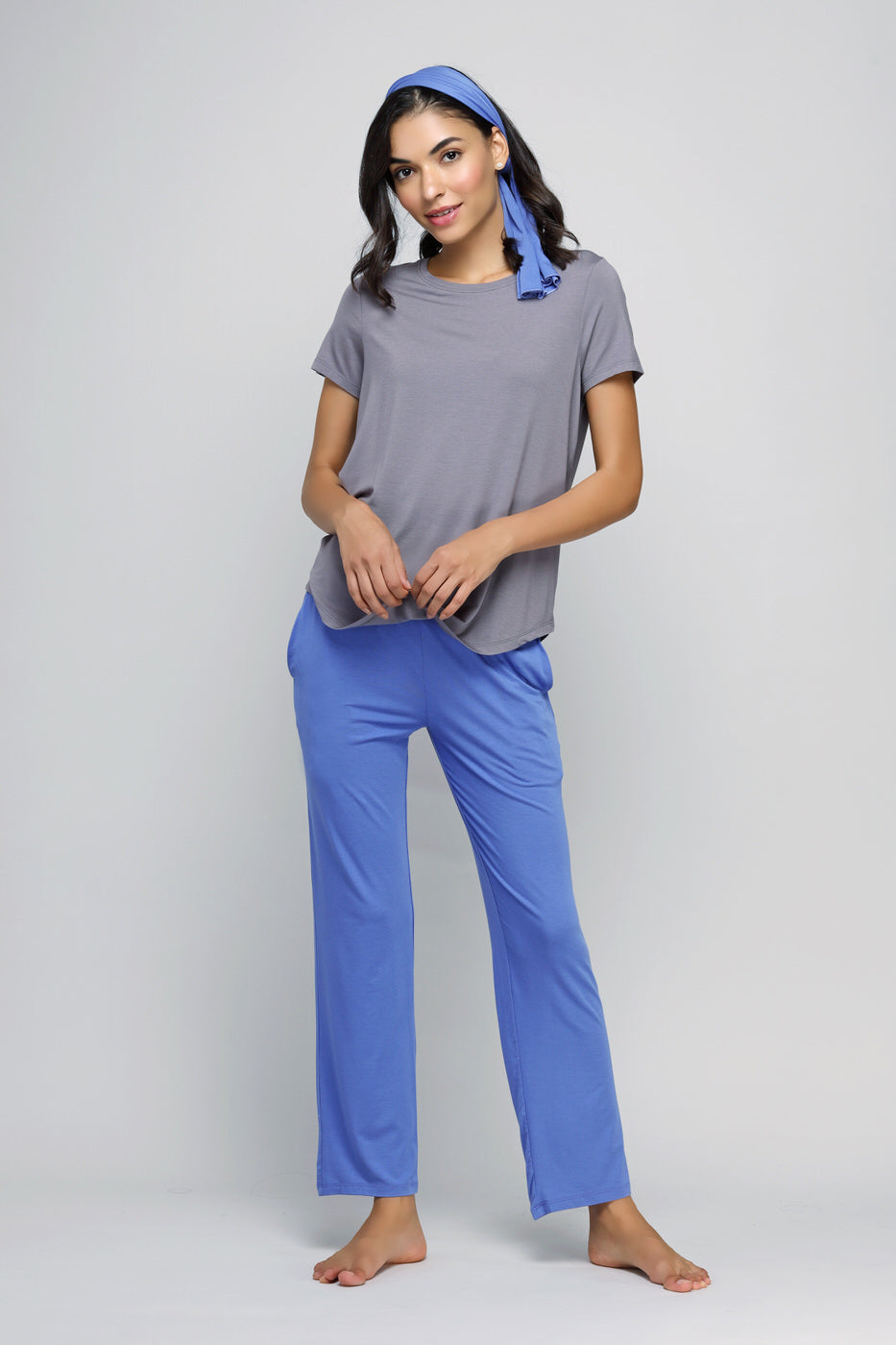 Relaxed Blue Straight Lounge Pant.