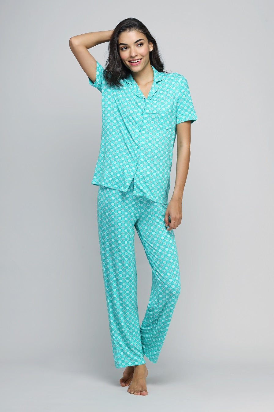 A night in Barcelona Button Down Pajama Set