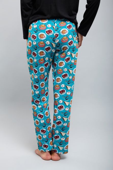 Brunch Ready Pajamas with playful food-themed print, perfect for lounging.