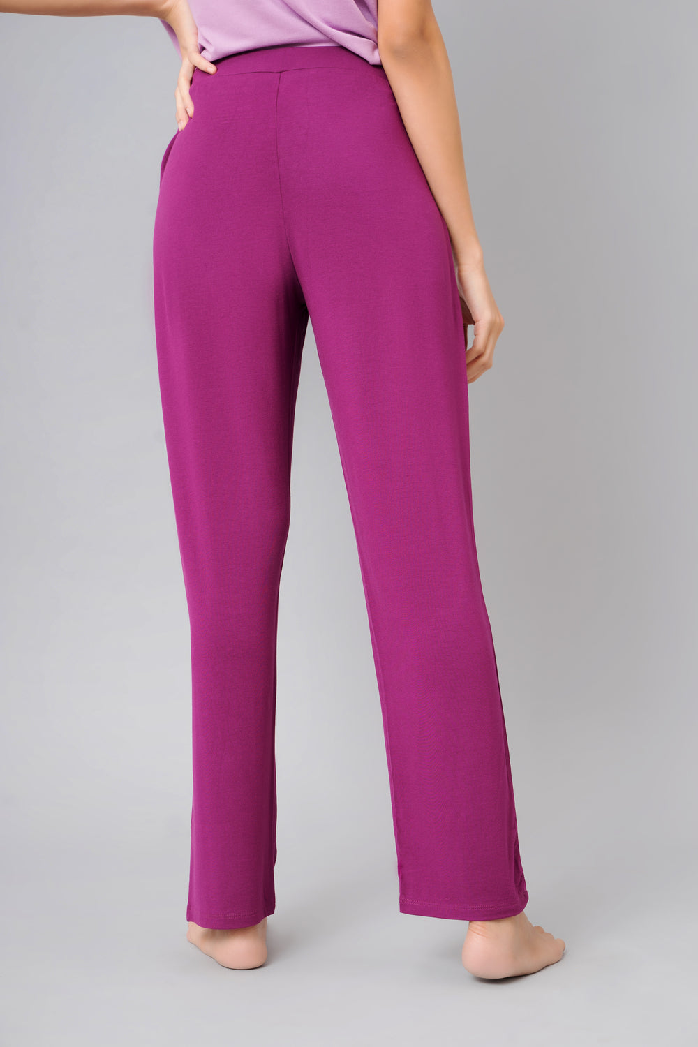Wineberry Straight Lounge Set showcasing comfortable purple lounge pants.
