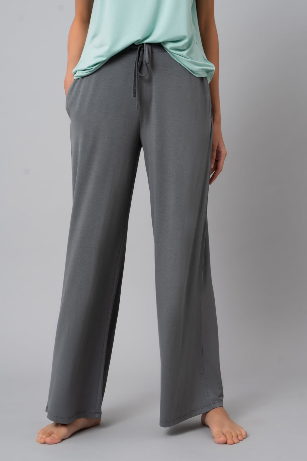 Grey Pearl Flared Lounge Set featuring stylish comfortable pants.