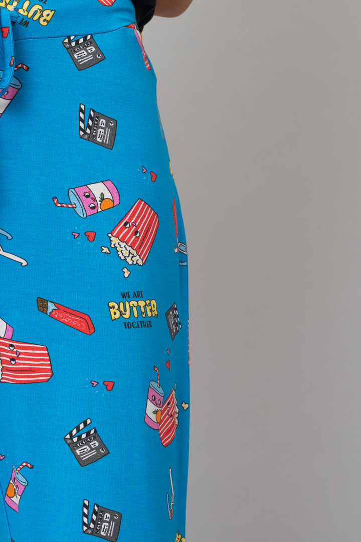 Colorful shorts set with fun 'Butter Together' print.