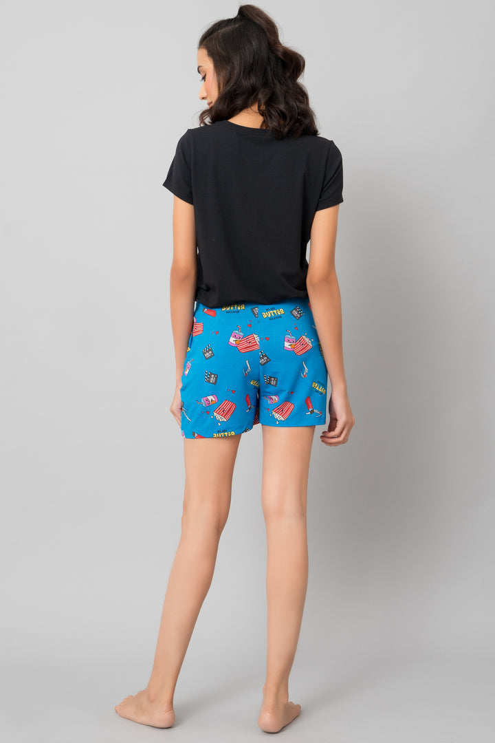 Everyday Black Shorts Set featuring colorful, playful patterned shorts.