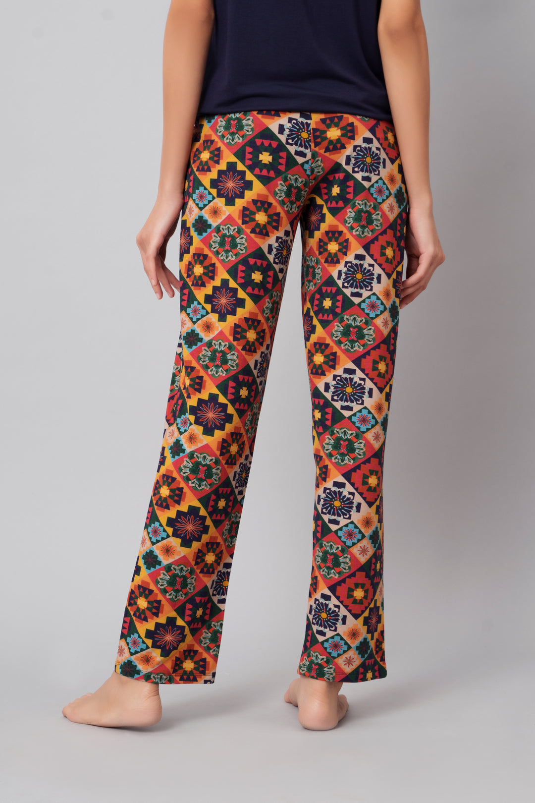 Floral Aztec pajama set showcasing vibrant pattern and comfortable fit.