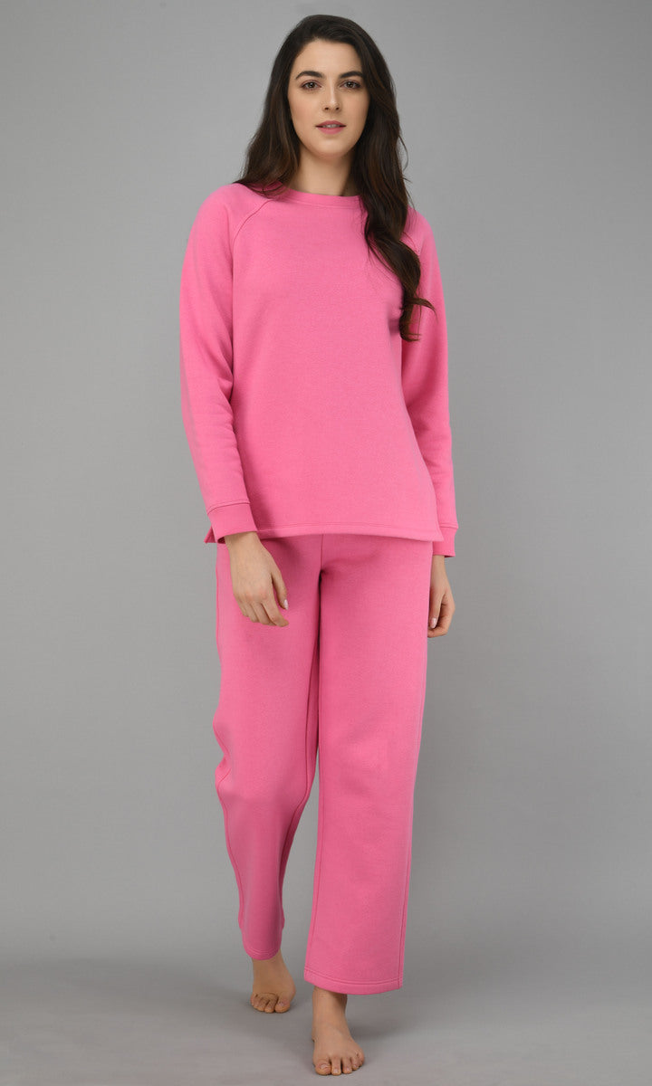 Feisty Pink Fleece Long Pullover Set for comfortable lounging and relaxation.