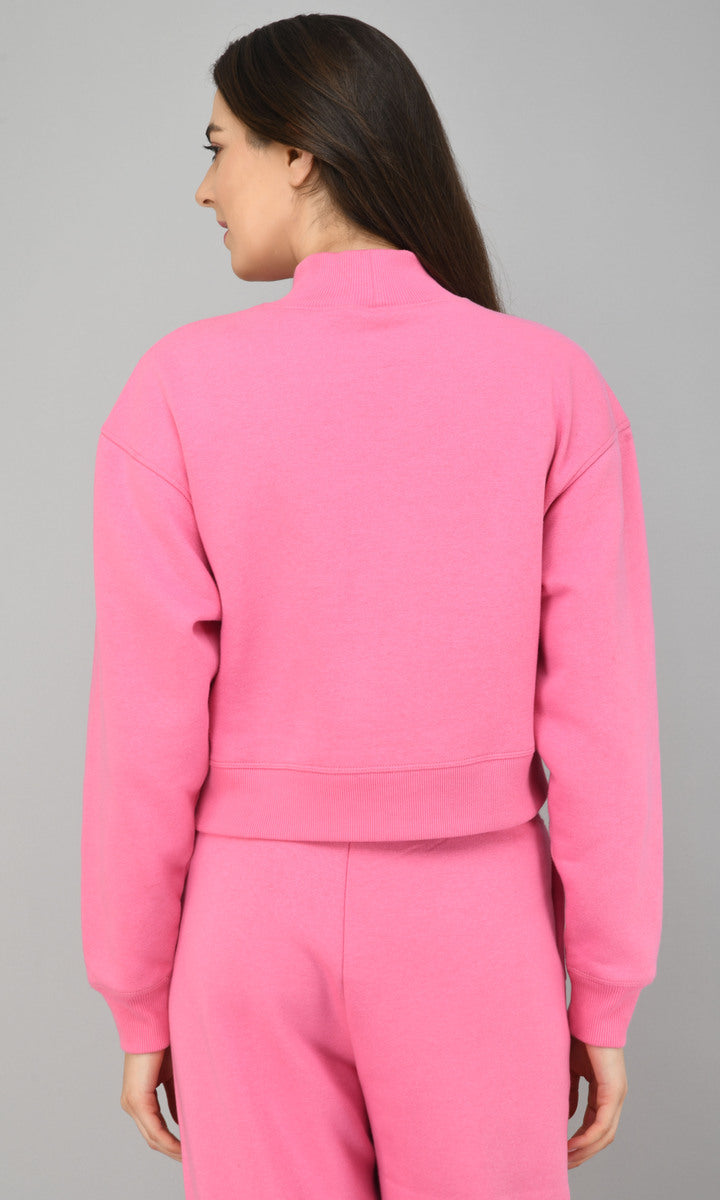 Back view of Feisty Pink Fleece Lounge Set for stylish comfort.