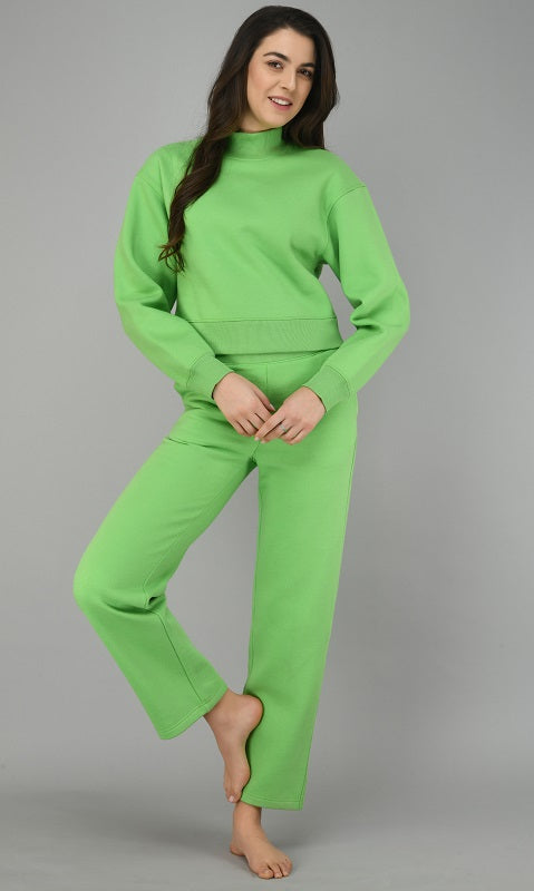 Glam Green Fleece Lounge Set for stylish comfort and relaxation.
