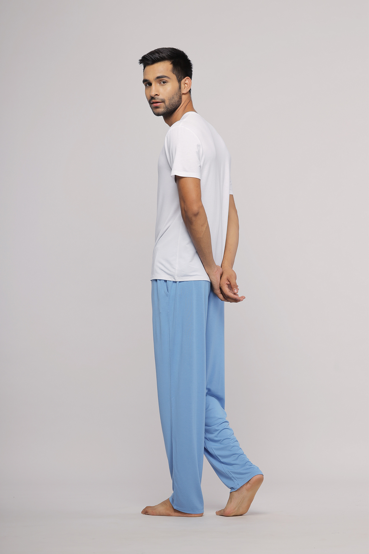 Horizon Blue men's pajama set featuring a comfortable t-shirt and pants.