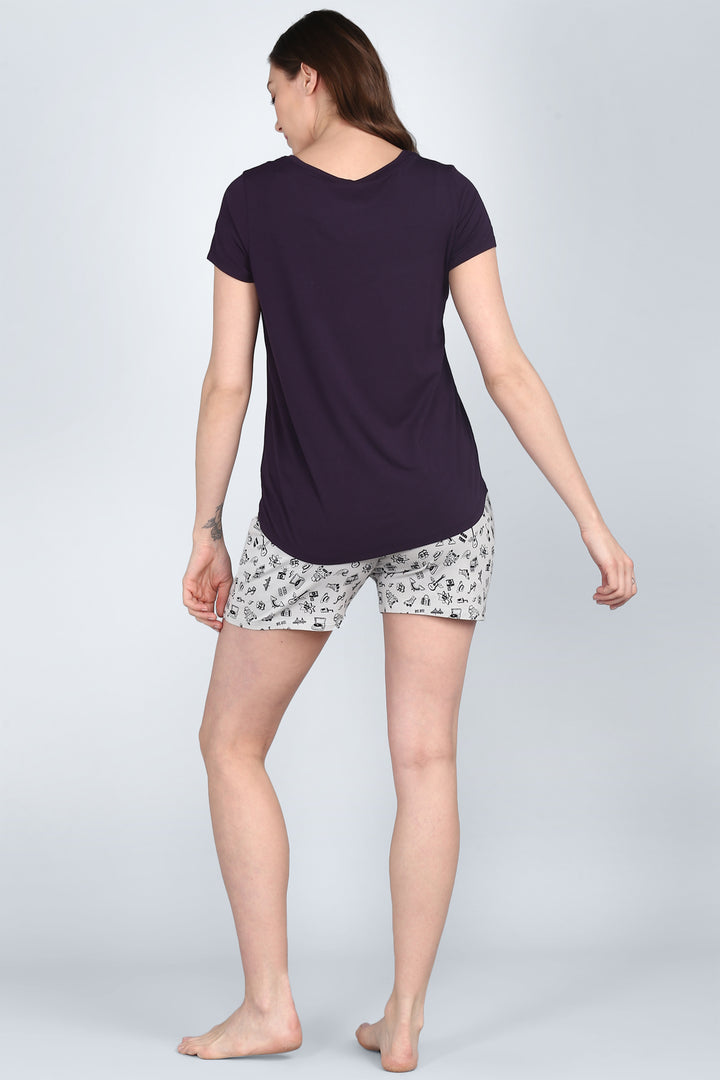Model showcasing Bon Voyage Shorts Set from the back.