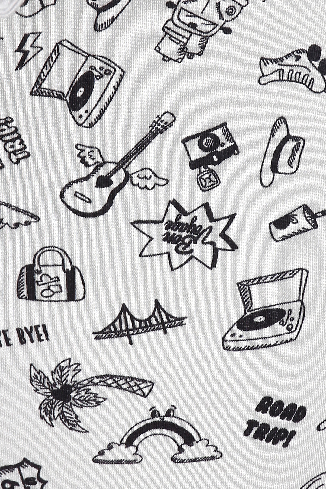 Bon Voyage Shorts Set with fun travel-themed graphic patterns.