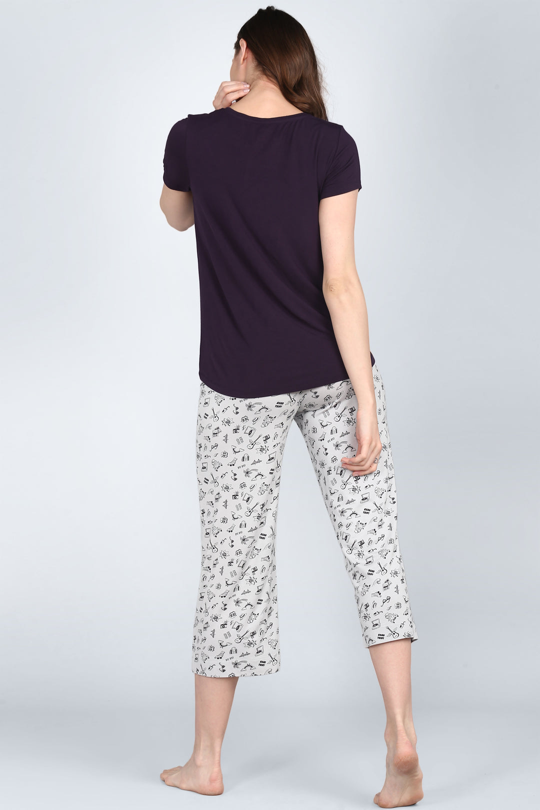 Back view of Bon Voyage Capri loungewear set for women.
