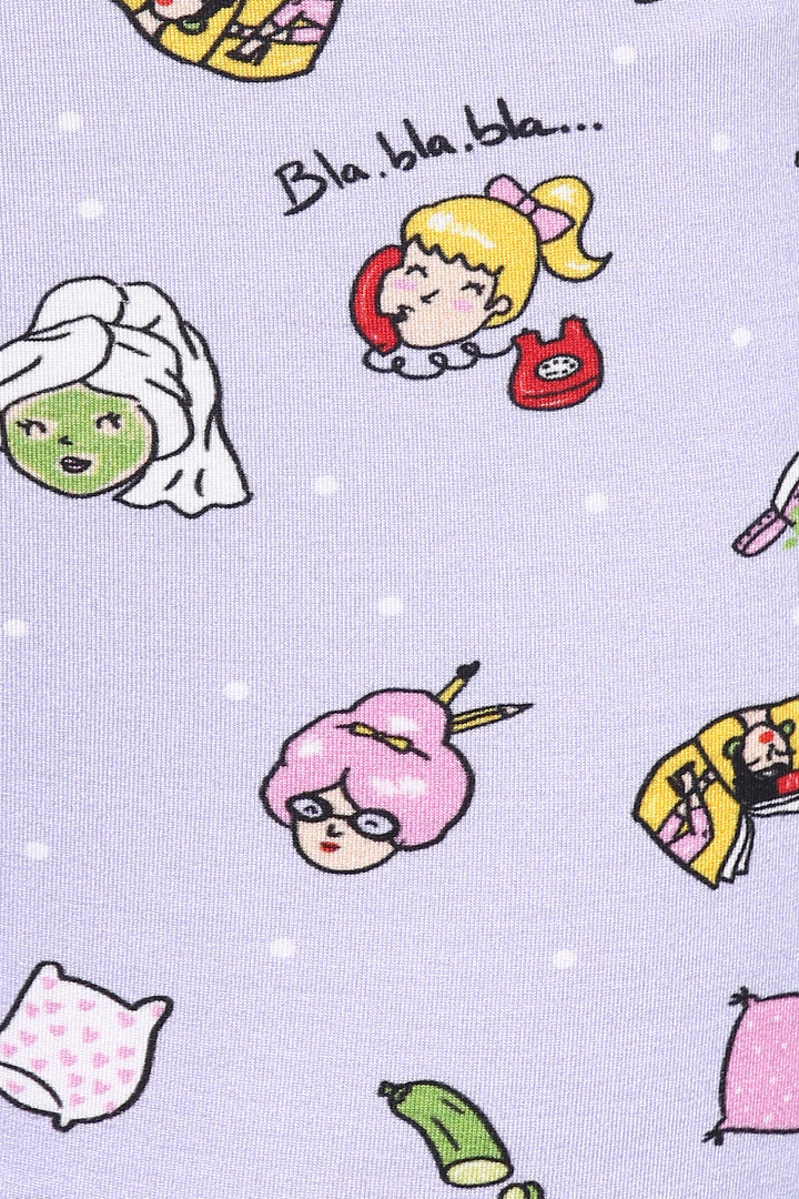 Hearty Pink Shorts Set featuring fun, colorful cartoon patterns on fabric.