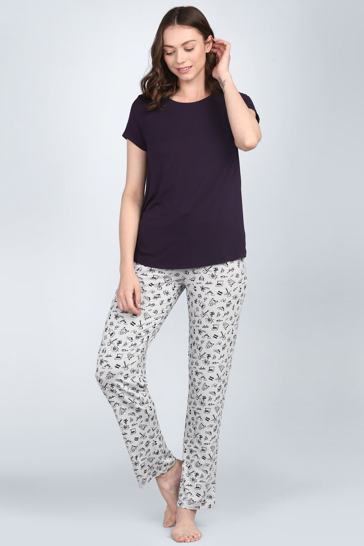 Love Sleep Blue Pajama Set model wearing comfortable sleepwear outfit.