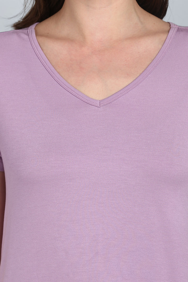 Lavender Sparkle Pajama Set sleeveless top close-up, soft fabric, stylish design.