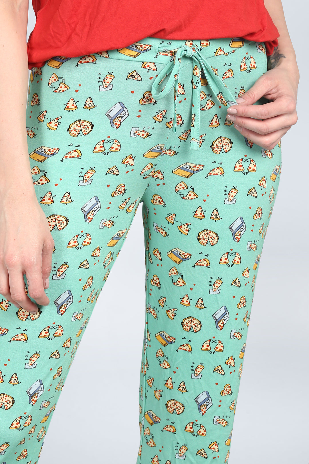 Pizza-themed pajamas with fun, colorful prints and comfortable fit.