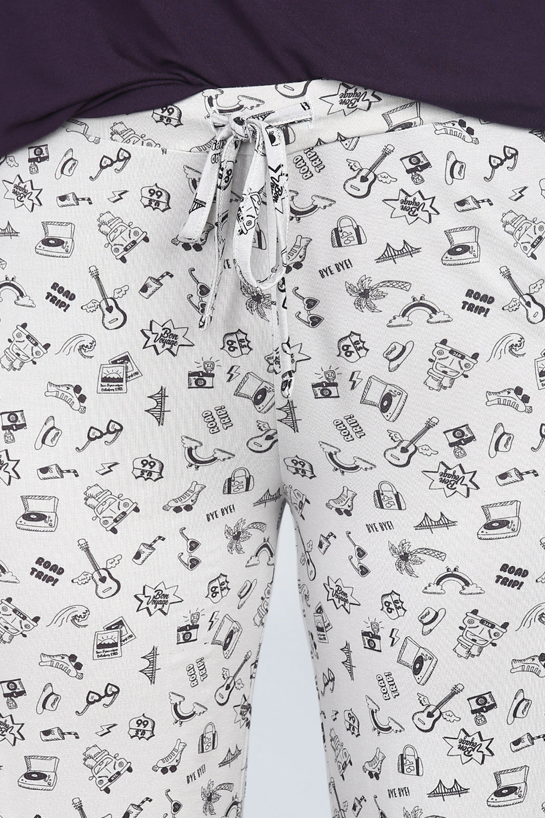 Bon Voyage Capri Set featuring fun travel-themed print on pants.