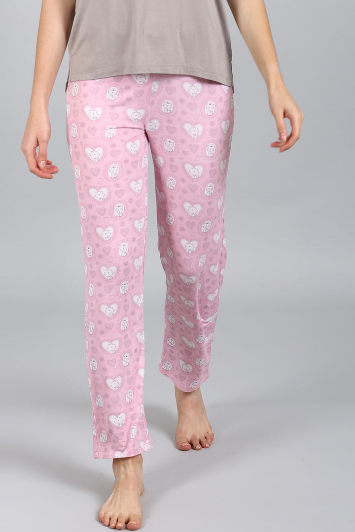 Sassy Kitty Pajamas with cute cat print and hearts design.