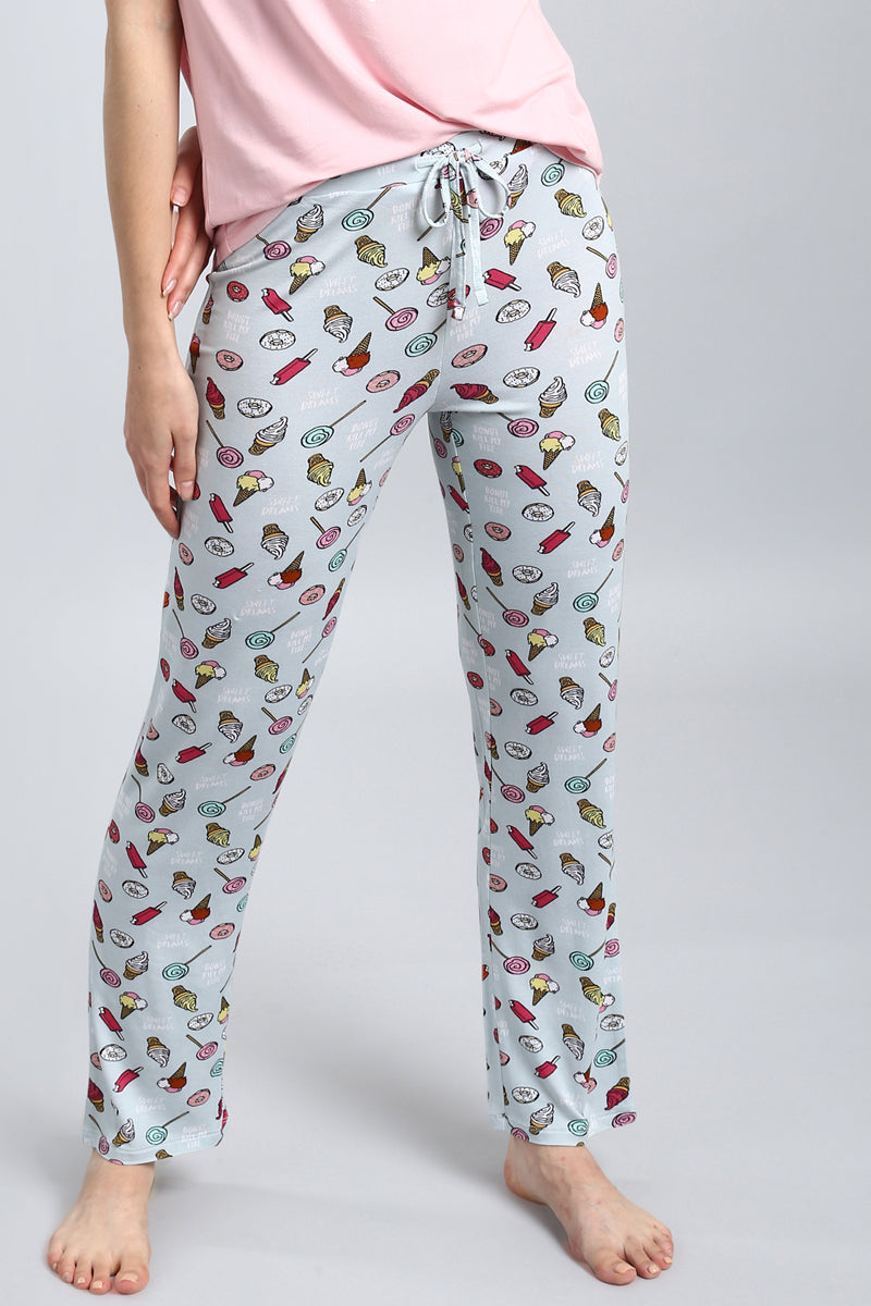 Women’s Dreamer Pajamas featuring playful dessert prints and comfy design.