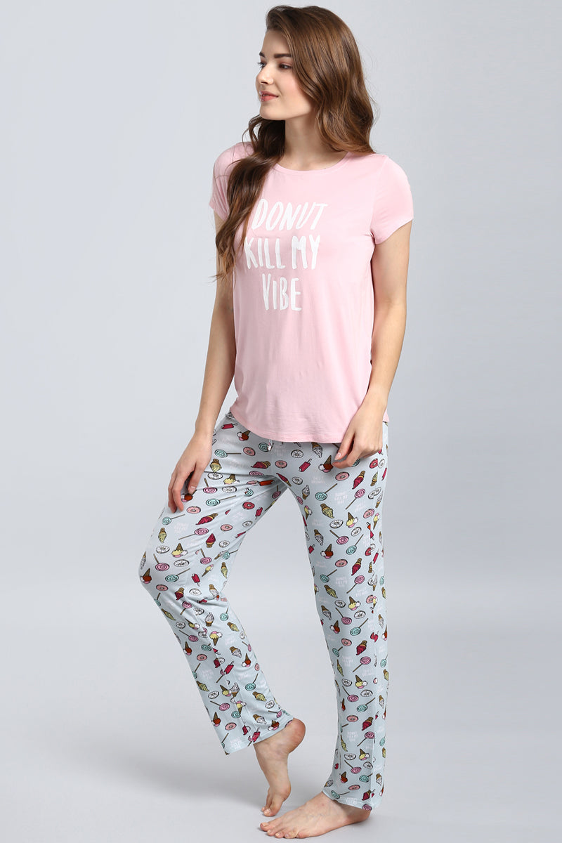 Dreamer Pajamas featuring playful donut and dessert prints for comfort.