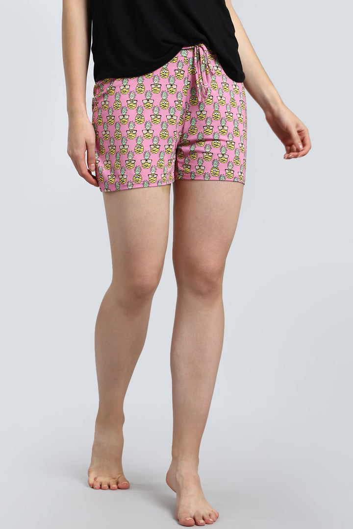 Tropical Vacay Shorts with pineapple print for summer style.