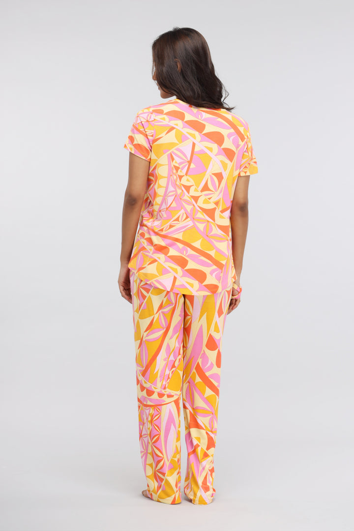 Yellow paisley modal pajama set for comfortable loungewear.