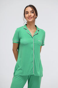 Green Bee Modal Piping Half Sleeve Top for stylish comfort.