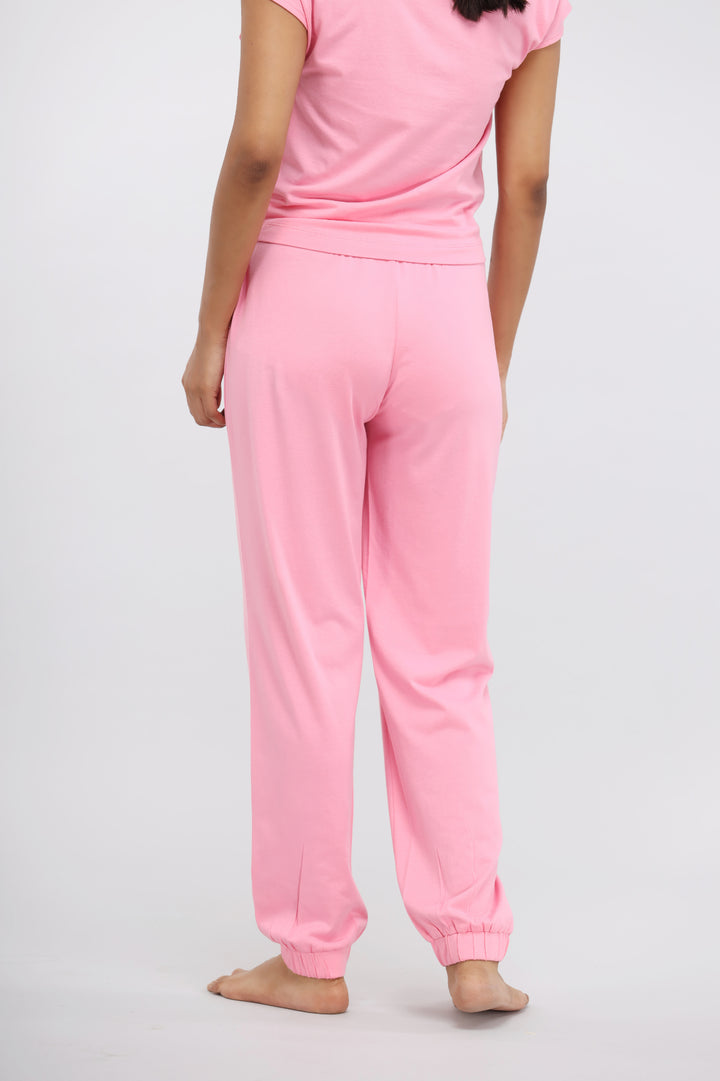 Sachet Pink Supima® Cuffed Pajama back view, comfortable women's sleepwear.