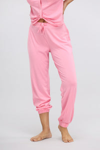 Sachet Pink Supima® Cuffed Pajama set for comfortable lounging.