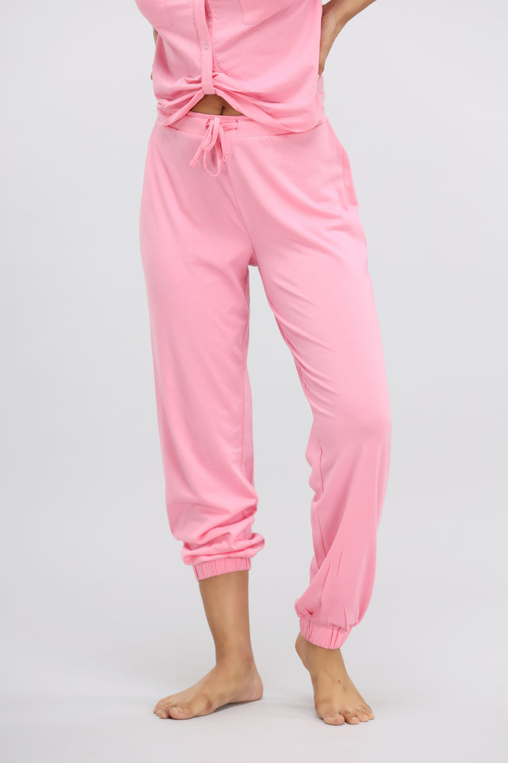Sachet Pink Supima® Cuffed Pajama set for comfortable lounging.