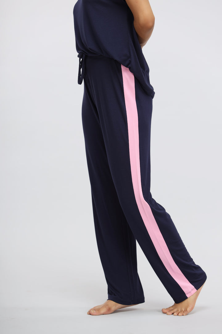 Blue Supima® Pink Stripe Classic Pajama