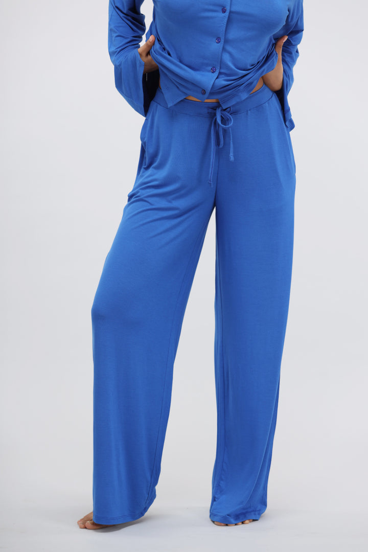 Olympian Blue Modal Flared Lounge Pant for comfortable and stylish lounging.