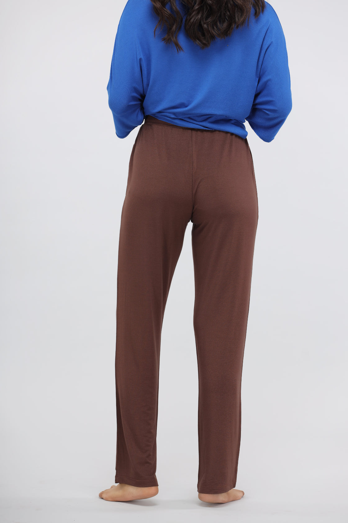 Back view of French Roast Modal Straight Lounge Pant in brown.