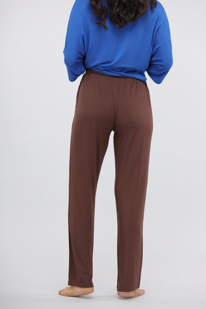 Back view of French Roast Modal Straight Lounge Pant in brown.
