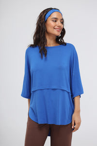 Olympian Blue Modal Oversized Lounge Top for comfortable casual wear.