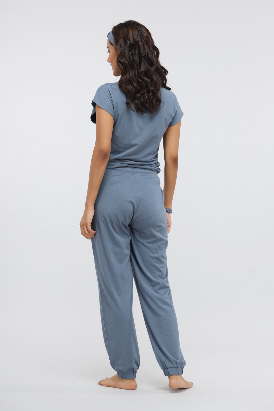 China Blue Supima® Jogger Set, stylish women's loungewear outfit.