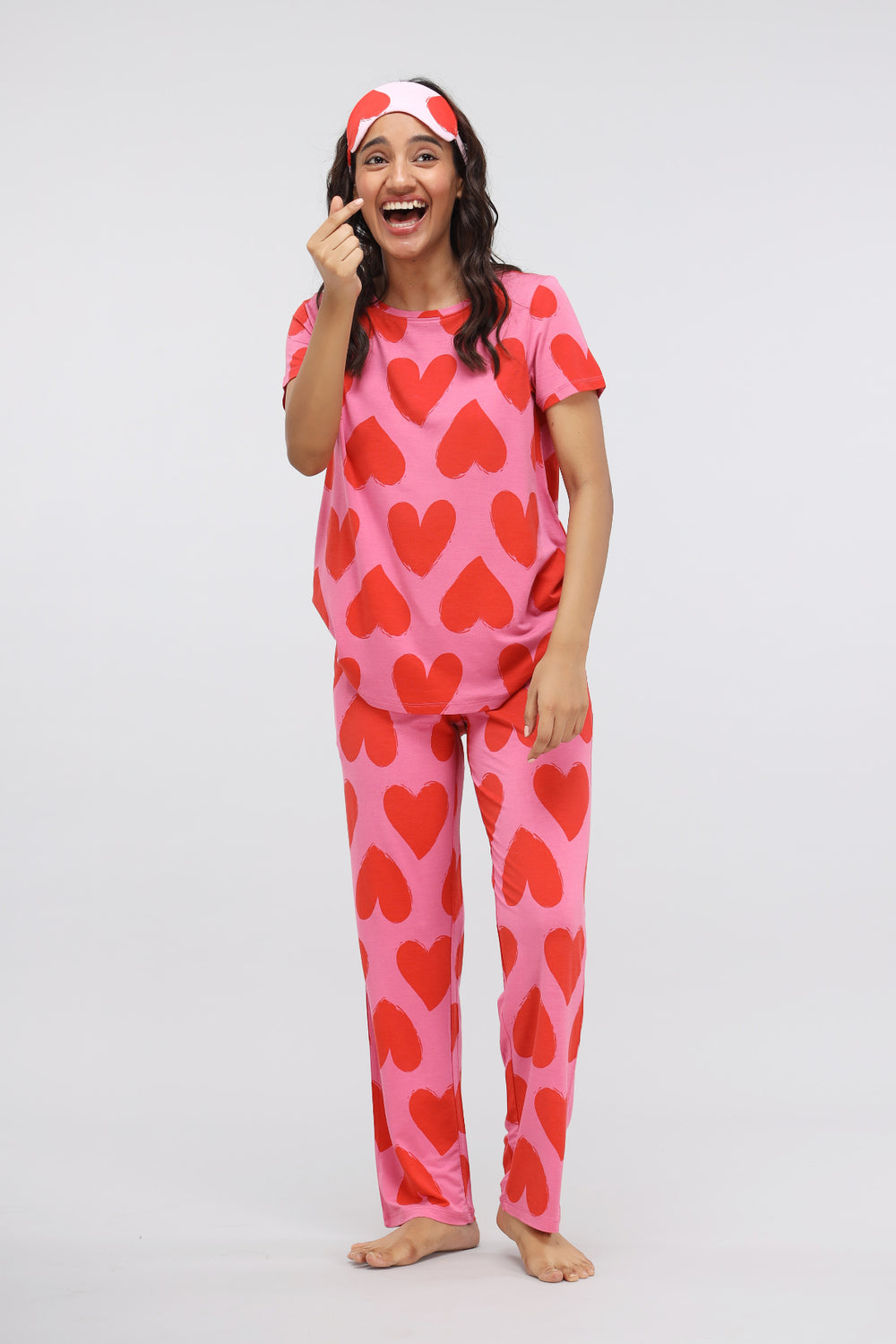 Pink Heart Modal Pajama Set
