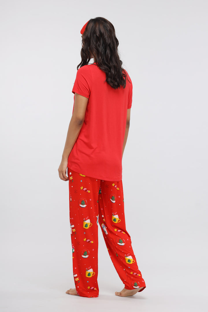 Christmas Cheer Modal Pajama Set in festive red design.