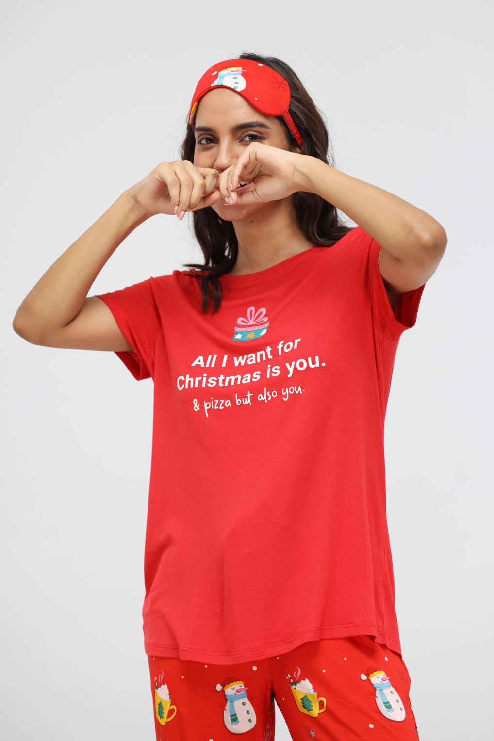 Christmas Cheer Modal Top with festive slogan and matching headband.