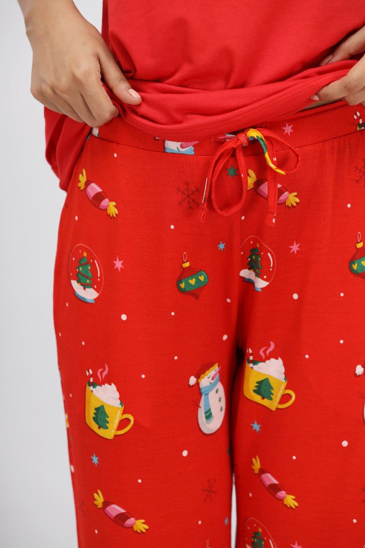 Christmas Cheer Modal Pajama Set with festive prints and comfortable fit.