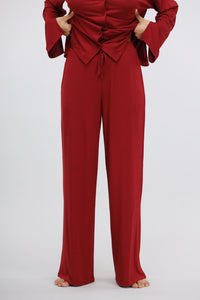 Rhubarb Modal Flared Lounge Pant in rich red color for ultimate comfort.