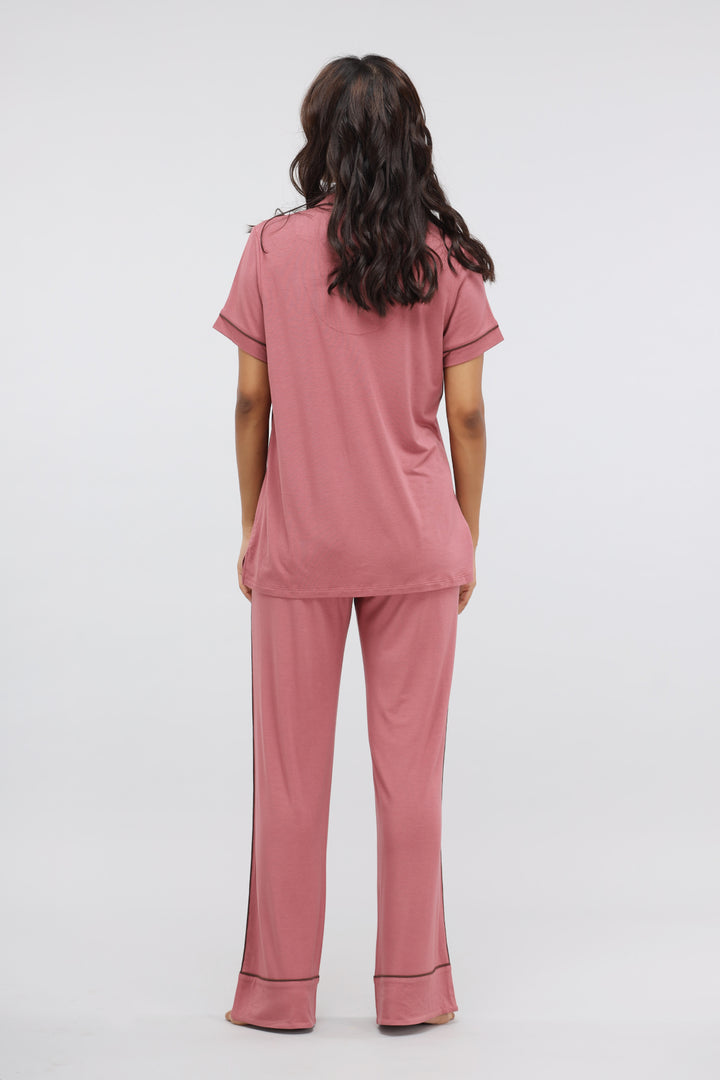 Deco Rose Modal Pajama Set with Half Sleeve Top, stylish and comfortable.