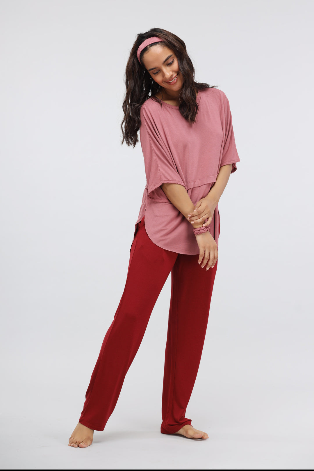 Rhubarb Modal Straight Lounge Pant in casual outfit, relaxed style and comfort.