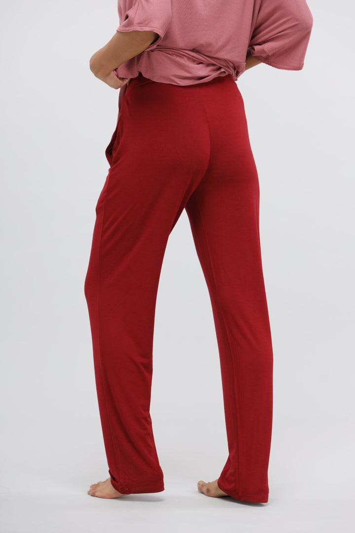 Rhubarb Modal Straight Lounge Pant worn from the back, showcasing comfort and style.